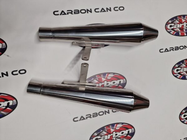 2 x Universal Reverse Cone Performance Motorbike Exhausts 47.5mm Inlet with Clamps